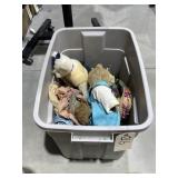 Assorted Plush Bears in Plastic Bin w/Lid