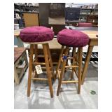Pair Cushioned Bar Stools 13"Dia x 32"H