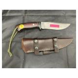 Ipak 5-1/2" Fixed Blade Knife w/Leather Sheath