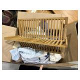 Drying Rack & Box of Assorted Bed Linens