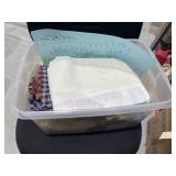 Assorted Fabric in Plastic Bin w/Lid