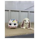 Porcelain Bunny & Porcelain Piggy Bank