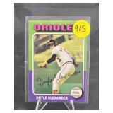 HIGH GRADE VINTAGE 1975 TOPPS DOYLE ALEXANDER