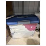 Assorted Fabric in Plastic Bin w/Lid