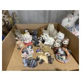 Box of Assorted Cat Figurines