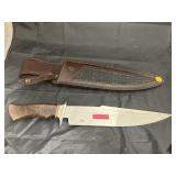 12" Fixed Blade Bowie Knife w/Leather Sheath