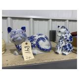 2 - Porcelain Cat Figures - as is