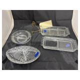 Cut Glass Sundae Dish - 3 Divided Dishes
