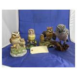 2 Music Boxes - Porcelain Owl - Carved Owl