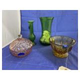 2 Vases - Pink Covered Candy Dish
