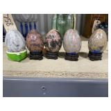 5 - Carved Stone Eggs on Stands