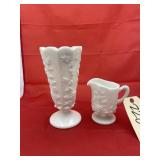 Milk Glass Vase & Creamer