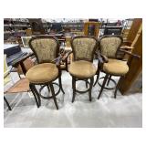 3- Swivel Bar Stools w/Cushions & Backs 30"H