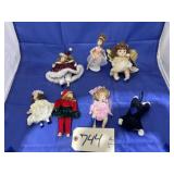 Porcelain Doll & Small Plush Cat