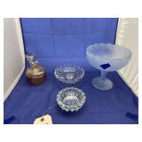 Blue Glass Compote - Glass Bowls - Powder Dish