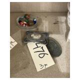 2 - Belt Buckles - Glass Dish w/Marbles