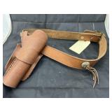 Leather Revolver Holster on Bandolier Belt