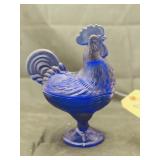 Westmoreland Cobalt Blue Glass Rooster Candy Dish