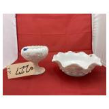 Milk Glass Compote & Bowl