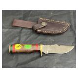 Damascus Steel 4" Fixed Blade Knife