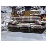 Plaid Upholstered Sofa w/Pillows
