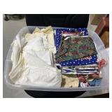Assorted Fabric in Plastic Bin w/Lid