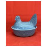 Westmoreland Blue Milk Glass Hen on Nest