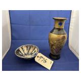 Plaster Bowl & Oriental Vase