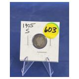 1905-S Barber Dime
