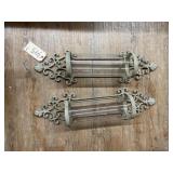 Pair Metal/Glass Wall Vases 28"x8"