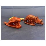 2 - Painted Ceramic Dinosaurs