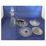 Cruet - Glass Ash Tray - Clear Glass Lid - Plate