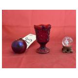 Fenton Cadmium Apple - Goblet - Glass Orb