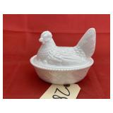 Westmoreland Carnival Milk Glass Hen on Nest