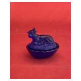 Mini Cobalt Blue Cow on Nest