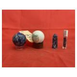 2 - Stone Spheres w/Stands - Stone Tower - Vial