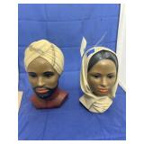 2 - Porcelain Middle Eastern Head Figures