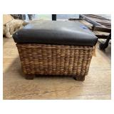 Wicker Foot Stool w/Padded Top 12"x12"x9"