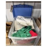Holiday Themed Towels in Plastic Bin w/Lid
