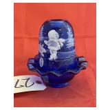 Fenton Cobalt Blue Painted Fairy Lamp
