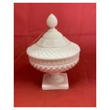 Cut Milk Glass Powder Dish