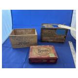 2 - Wooden Cigar Boxes & Wooden Crayon Box
