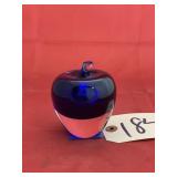 Cobalt/Clear Blown Glass Apple
