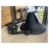 Large Cast Iron Bell w/Stand - Handle - Dangle