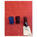 3 Pcs - Fenton Painted Amethyst Glass Shoe