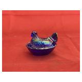 Mini Cobalt Blue Hen on Nest - Has Chip