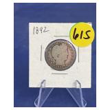 1892 Barber Quarter