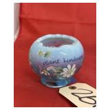 Fenton Blue Hand Painted Melon Vase