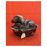 Westmoreland Purple Slag Resting Lion on Nest