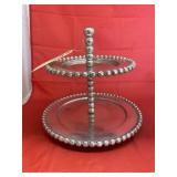 2-Tiered Silver Toned Dessert Stand